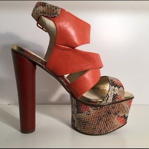 Platform Heels Faux Snakeskin